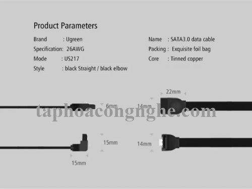 Ugreen 30796 0.5M màu Đen Cáp truyền dữ liệu SATA 3.0 cao cấp US217 30030796